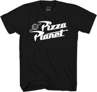 เสื้อยืด ผ้าฝ้ายแท้ Disney Toy Story Pizza Planet Logo Mens Adult Graphic Tee T-Shirt Mens Womens T-shirts