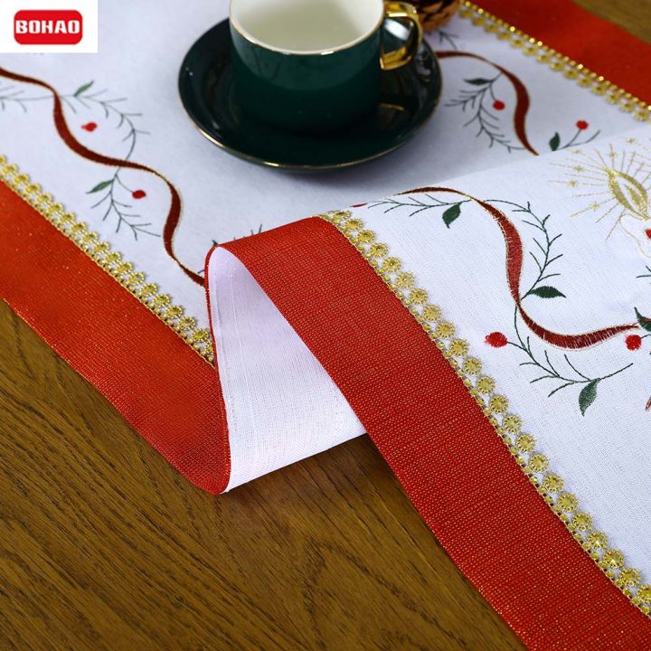 ผ้าปูโต๊ะ-bohao-สำหรับ-sarung-meja-makan-ผ้าปูโต๊ะตกแต่งคริสต์มาสเย็บติดสำหรับเสื่อสี่เหลี่ยมหรูหรา