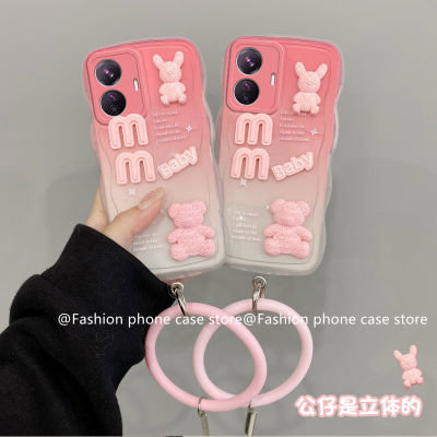 เคส Realme C55 C30s C30 C21Y C25Y C25 C25s C21 C20 C15 C12 C11 Realme GT Master Edition 5G Phone Case เคสแบบนิ่ม3D ลายการ์ตูนน่ารักพร้อมตุ๊กตาหมีสร้อยข้อมือซิลิโคน2023