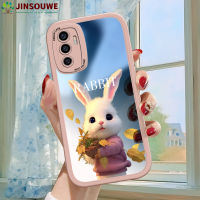 Jinsouwe เคสเคสมือถือสำหรับ Vivo เคส Vivov23e V23E สำหรับเด็กผู้หญิงลายการ์ตูนกระต่ายปกหนังกรอบกระจกเต็มตัว