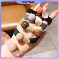 SUNYMALL แหวนผม สี ลูกบอลกลม เชือกหัว เชือกผม แฟชั่น นักเรียนหญิง นักเรียน แหวนผม เครื่องประดับผม ความยืดหยุ่นสูง ยางรัด