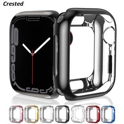 Case for Apple Watch series 7 45mm 41mm 44mm 40mm 42mm 38mm Accessories Soft Plated TPU Bumper Protector Cover iWatch 3 4 5 6 SE