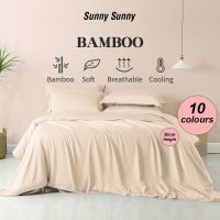 SunnySunny 5 In 1 Luxury Silk Cooling Feel Fitted Bedsheet Duvet Cover Set With Pillowcase Bolster case Single/Super Single/Queen/King 4 Size