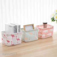 Foldable Storage Box Desktop Basket Bin Square Multipurpose Cotton Linen Small Cute Box