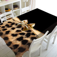 2021Black Gold Bow Leopard Birthday Party Table Decor Cheetah Leopard Print Rectangle Square Tablecloth Table Cloth Cover for Dining