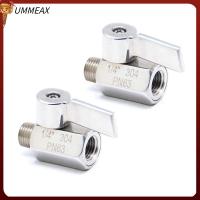 UMMEAX 2ชิ้น1/4 "ลูกบอลขนาดเล็กวาล์วตัวเมีย X ตัวผู้304สแตนเลสจุกวาล์วแก๊สเกลียวปิดสีเงินสวิทช์น้ำปิด