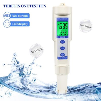 3 in 1 PH EC TEMP Meter Digital PH Meter EC Tester Water Purity Quality Tester For Drinking Water Aquarium Pool