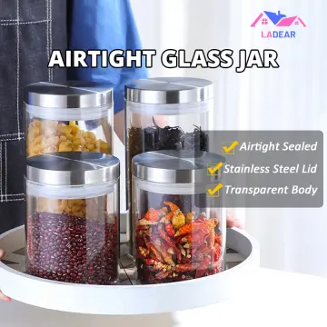 4 PCS Kitchen Airtight Food Storage Containers Square Glass Storage Jar  Labels Marker Stainless Steel Lid - China Food Storage Container and  Kitchen Storage Containers price