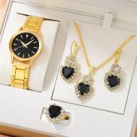 【YF】┋㍿❅  5PCS Set Fashion Jewelry Watches Ladies Womens Rhinestone Necklace Earrings Wristwatch