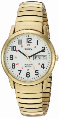 Timex Mens T2N092 Easy Reader 35mm Gold-Tone Extra-Long Stainless Steel Expansion Band Watch