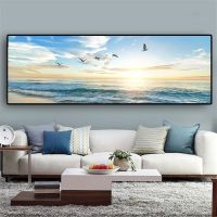 ธรรมชาติ Sea Beach Flying Birds ภูมิทัศน์โปสเตอร์และพิมพ์ผ้าใบภาพวาด Cuadros Wall Art รูปภาพสำหรับตกแต่งห้องนั่งเล่น