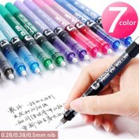 7pcs/set Large Capacity Straight liquid Roller Gel Pens 0.28/0.38/0.5mm Needle Tip Colour Ink Ball Pen School Office Stationery Pens