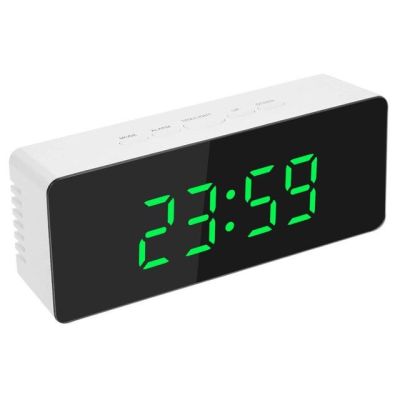 【Worth-Buy】 นาฬิกาปลุกกระจกที่มีอุณหภูมิในร่มมิเตอร์ตรวจสอบปลุกนาฬิกาตั้งโต๊ะไฟปลุกนาฬิกาตั้งโต๊ะ