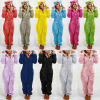 ผู้หญิงคลุมด้วยผ้าชุดนอน Onesies ปุยตุ๊กตาความร้อน Hoodies อบอุ่นเหมาะสมกับเสื้อคลุมหลวมๆซิปบอดี้สูทชุดนอนโดยรวม5XL