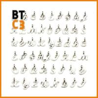 BTC3 182Pcs มินิมินิ จี้ห้อยตัวอักษร ABC เงินสีเงิน โลหะผสมอัลลอยด์ ตัวอักษรห้อยเสน่ห์ การทำเครื่องประดับ จี้รูป A-Z 26ตัวอักษร สำหรับสร้อยคอ