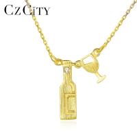 Czcity จี้สร้อยคอขวดไวน์925เงินสเตอร์ลิงแท้ผู้หญิงจี้แปรงเครื่องประดับ Sn0133แม่