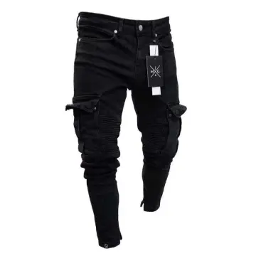 New Men's Side Pockets Cargo Pants Black Hip Hop Harem Pants