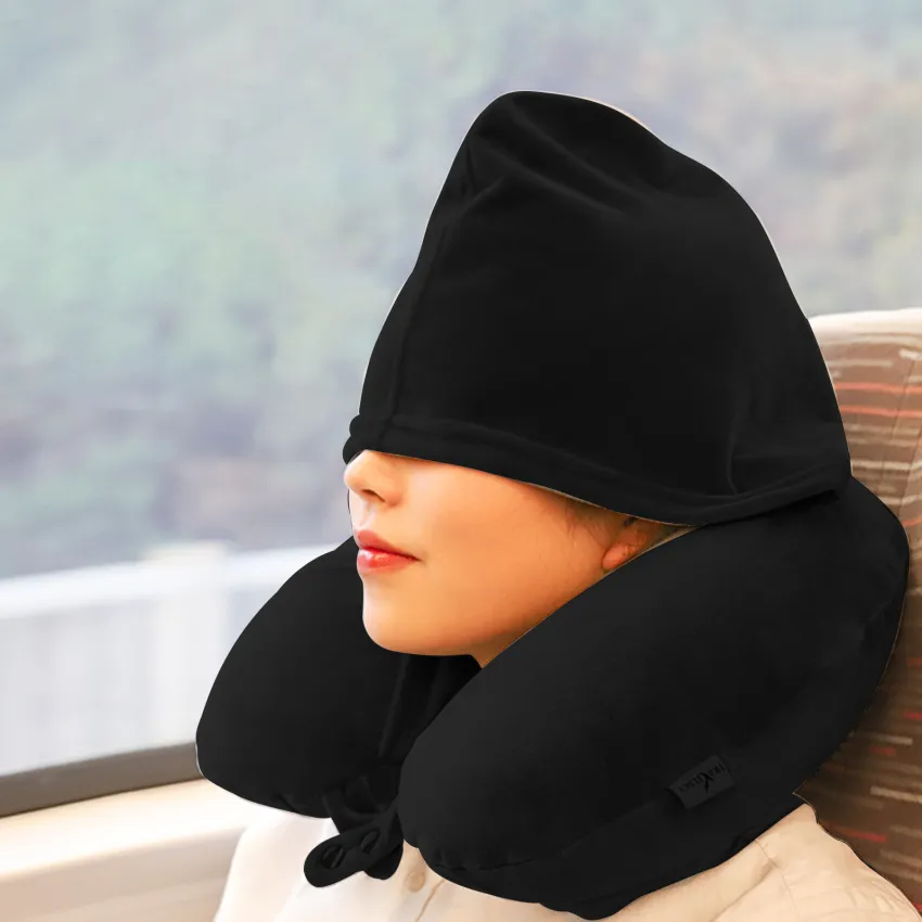 Memory Foam Neck Pillow With Hoodie