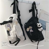 ♛∋  Japanese harajuku diablo wind large canvas chest male Korean girl ins joker tide restoring ancient ways is inclined shoulder bag