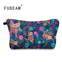 FUDEAM Polyester Colorful Sloth Pattern Portable Women Travel Storage Bag Toiletry Organize Cosmetic Bag Waterproof Make Up Bag