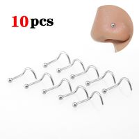 10pcs Stainless Steel Nose Stud Set Nose Piercing Set Nose Ring Nariz Bone Studs Screws for Man Women Nostril Body Jewelry 20G Body jewellery