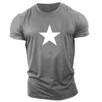 2023 Classic Vintage 3D Five Pointed Star Solid Color Printed T-shirt Casual Super Sports Breathable Mens Short Sleeved T-shirt