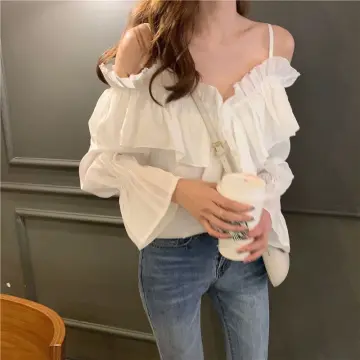 Shop Puff Ruffle Long Sleeve Blouse with great discounts and