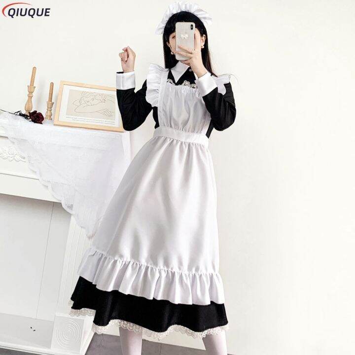 shuaiyi-feminino-bonito-vestido-de-empregada-dom-stica-roupa-avental-cruz-governorantaเครื่องแบบญี่ปุ่นฮาโลวีนคอสเพลย์traje