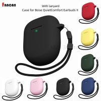 Case For Bose QuietComfort Earbuds II Case Soft Silicone Shock Protective Cover w/Lanyard For QuietComfort Earbuds II 2022 Case Wireless Earbud Cases