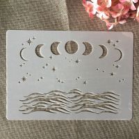 A4 29cm Phase of The Moon Mountain DIY Layering Stencils Wall Painting Scrapbook Coloring Embossing Album Decorative Template Rulers  Stencils