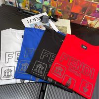 ~Fendi ใหม่ เสื้อยืดลําลอง คอกลม ผ้าฝ้าย เข้ากับทุกการแต่งกาย สไตล์ยุโรป สําหรับผู้ชาย และผู้หญิง