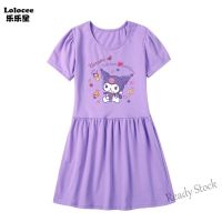 【Ready Stock】 ♂⊙♛ C22 Princess Dress 2023 New Girls Fashion Dress Cartoon Kuromi Cinnamoroll Cotton Dress for Kids(3-14Y)