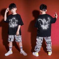 [COD] Korean version of hiphop boys hip-hop suit childrens loose short-sleeved performance clothes tide