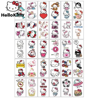 Sanrio Hello Kitty Kuromi สติ๊กเกอร์รอยสักเด็กชายและกันน้ำสำหรับเด็กผู้หญิงแอนิเมชั่นการ์ตูนที่ยั่งยืนสติ๊กเกอร์รอยสักนักเรียน