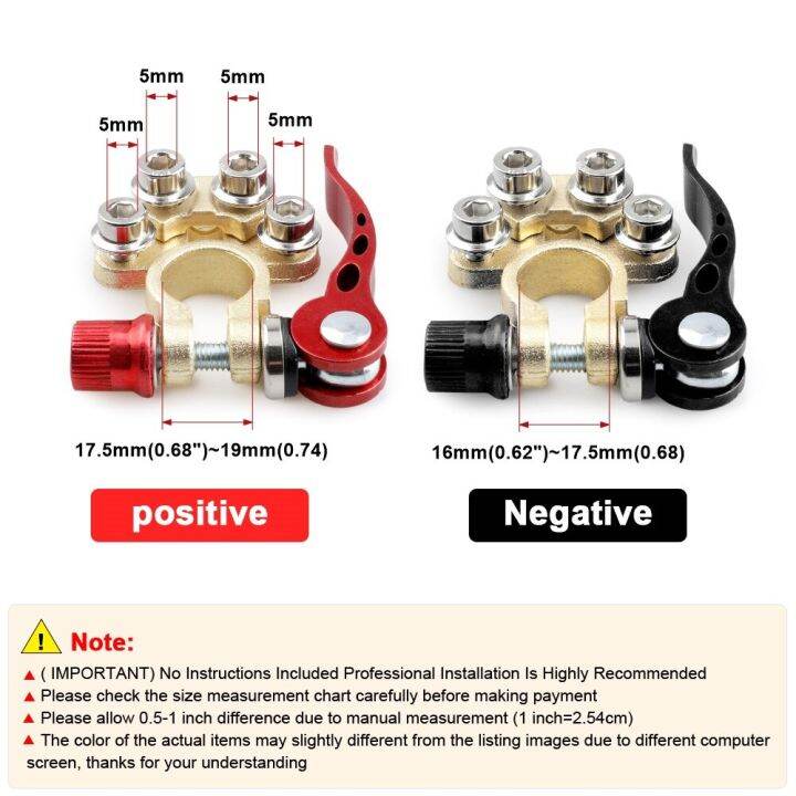 Pair 1 Quick Disconnect Car Cables Connectors Car Battery Bornes Main