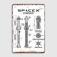 Celestaineor Spacex Starship พิมพ์เขียวป้ายโลหะ-เหมาะสำหรับงานปาร์ตี้ในคลับผับและโรงรถ-การตกแต่งที่เหมาะสำหรับผู้ที่ชื่นชอบพื้นที่