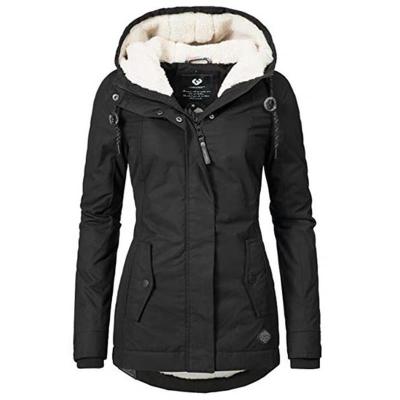 Zipper Outdoor Jacket For Women Warm Windproof Waterproof Mountaineering Hooded Coat Autumn Winter Long Sleeve Solid Color Tops