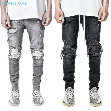 Men's Slim Fit Snowflake Patterned Skinny Jeans With Ankle Zippers | SHEIN