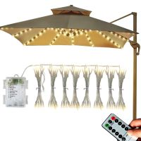 IP67 Umbrella Lights 104 LED String Lights Battery Operated 8 Mode Remote Control For Outdoor Garden Patio Umbrella Camping Tent