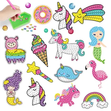 5D Diamond Painting Stickers Kits for Kids Fun DIY Unicorn and Ice