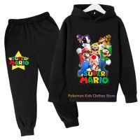 54632aj Baby Boys Clothes Super Mario bros Hoodie Sets Kids Spring Autumn Girls Casual Hoodies Pants 2pcs Set For Children Boys Suit