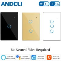 WiFi Touch No Neural Wire Switch Wall Light RF433Mhz US Standard By App Smart LifeTuya Support Home Alexa Voice Control