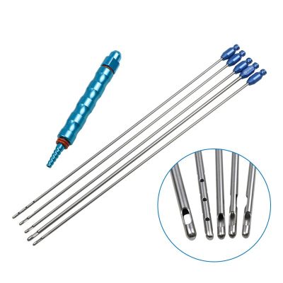 Liposuction Cannula Set For Fat Transfer Single Hole Cannula Spiral Two Holes Cannula With Titanium Alloy Handle