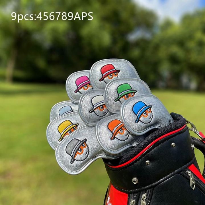 หมวกชาวประมง-golf-iron-cover-cover-irons-club-pu-leather-golf-head-cover-golf-accessories-9-piece-set