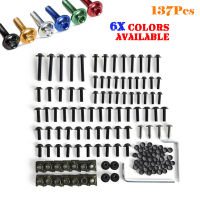 137Pcs รถจักรยานยนต์ Fairing Body Bolts Kit Fastener คลิปสกรูอลูมิเนียมสำหรับ Kawasaki Suzuki Honda Yamaha BMW Sportbikes