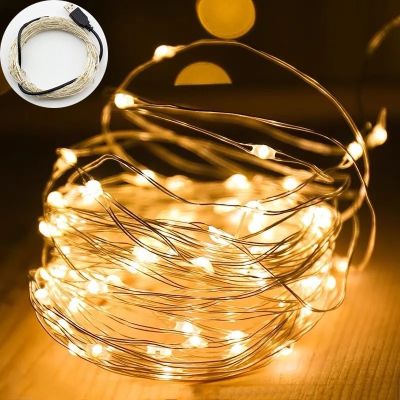 ♞ 1M/5M/10M/100 LED Starry String Fairy Light USB Lights Fairy Micro LED Transparent Wire for Party Christmas Wedding 6 Colors
