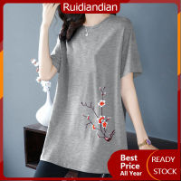 Ruidiandian เสื้อยืดแขนสั้นสำหรับผู้หญิง,เสื้อผ้าฝ้ายพิมพ์ลายลำลองเสื้อ S-3XL ขนาดใหญ่พิเศษสำหรับฤดูร้อน