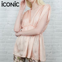 iCONiC PINK GLAMOROUS SILK TOP #6101 เสื้อผญ ผ้าไหม ฟรีไซส์ อก32-40 ยาว27" เนื้่อหรู สีชมพู ทรงหลวม ดึงยางใต้อก เสื้อราตรี เสื้อแฟชั่น เสื้อออกงาน