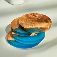 【CW】¤☑  4 Coasters With Epoxy Resin Drinks Bar Apartment