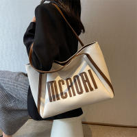 Contrast Color Canvas Tote Bag Female 2022 New Fashion Large Capacity Bag Student Class Commuting Single-Shoulder Laptop Backpack